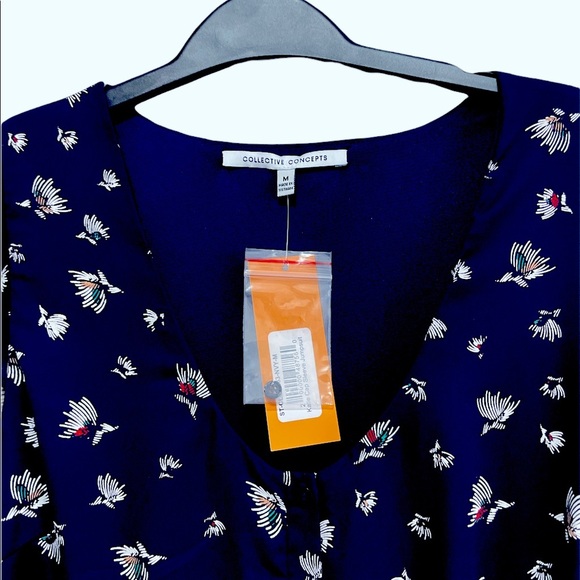 Collective Concepts Katie Cap sleeve jumpsuit medium New w/ tags Navy wide leg - Picture 2 of 9